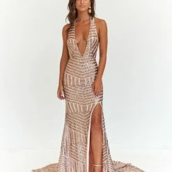 A&N Boutique A&N Cleopatra Sequin Gown - Rose Gold Made To Order