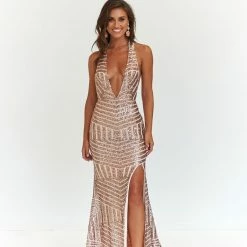 A&N Boutique A&N Cleopatra Sequin Gown - Rose Gold Made To Order