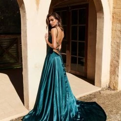 A&N Boutique A&N Luxe Bianca Satin Gown - Teal Made To Order