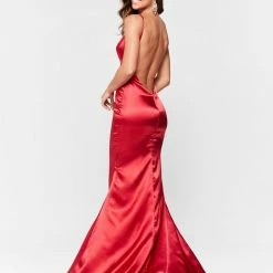 A&N Boutique A&N Luxe Vivian Satin Gown - Deep Red Made To Order