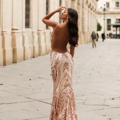A&N Boutique Analia Sequin Gown - Rose Gold