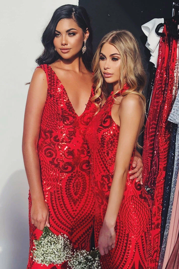 A&N Boutique A&N Bridesmaids Inaya Sequin Gown - Red Made To Order 5 A&N Boutique A&N Bridesmaids Inaya Sequin Gown - Red Made To Order