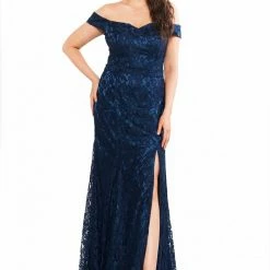 A&N Boutique Made To Order A&N Curve Leyla Lace Gown - Navy
