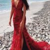 A&N Boutique A&N Luxe Cherie Beaded Gown - Deep Red Made To Order 2 A&N Boutique A&N Luxe Cherie Beaded Gown - Deep Red Made To Order