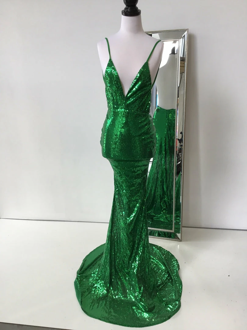 Clearance Sale Mermaid Train Final Sale - Yassmine Mermaid Gown - Emerald 3 Clearance Sale Mermaid Train Final Sale - Yassmine Mermaid Gown - Emerald