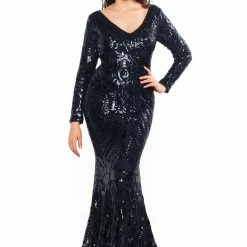A&N Boutique A&N Curve Julieta Sequin Gown - Navy Made To Order