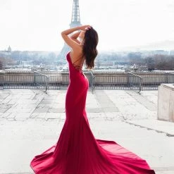 Alamour The Label Ready To Wear Pascala Satin Gown Wine Red