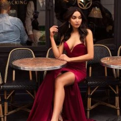 Alamour The Label Ready To Wear Mabelle Satin Gown - Deep Red