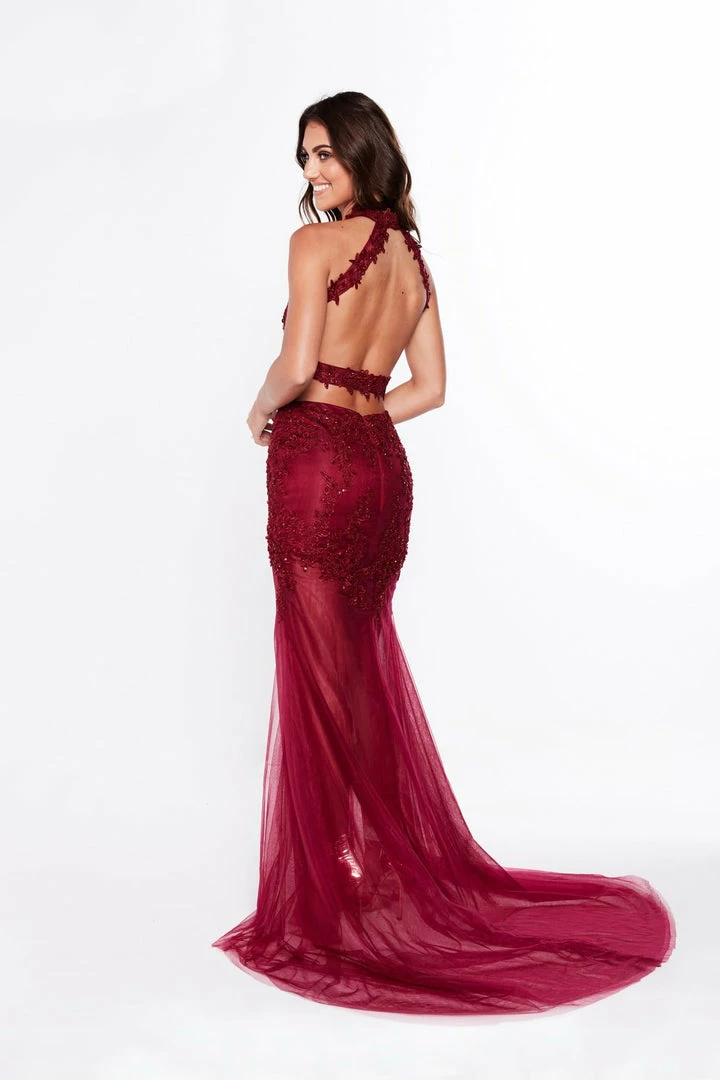A&N Boutique A&N Luxe Ximena Beaded Gown - Burgundy 9 A&N Boutique A&N Luxe Ximena Beaded Gown - Burgundy