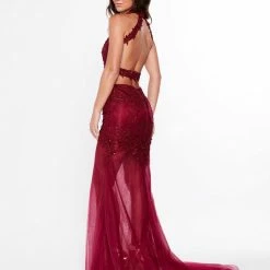 A&N Boutique A&N Luxe Ximena Beaded Gown - Burgundy