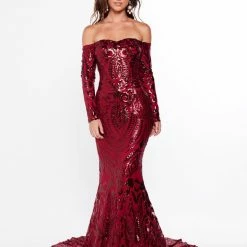 A&N Boutique A&N Luxe Isidora Sequin Gown - Burgundy