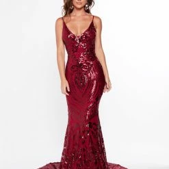 A&N Boutique A&N Luxe Mariana Sequin Gown - Burgundy Made To Order 7 A&N Boutique A&N Luxe Mariana Sequin Gown - Burgundy Made To Order
