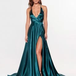 A&N Boutique Made To Order A&N Luxe Dimah Satin Gown - Teal