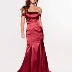 Clearance Sale A&N Luxe Nivi Satin Gown - Burgundy