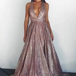A&N Boutique Made To Order A&N Luxe Saina Glitter Gown - Rose Gold