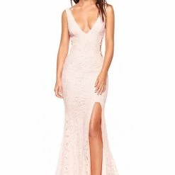 A&N Boutique A&N Luxe Lorena Shimmering Lace Gown - Blush