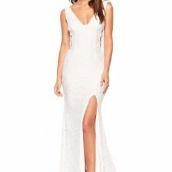 A&N Boutique A&N Luxe Lorena Shimmering Lace Gown - White Made To Order 7 A&N Boutique A&N Luxe Lorena Shimmering Lace Gown - White Made To Order