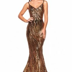 A&N Boutique Made To Order A&N Luxe Jamilla Sequin Gown - Gold & Black