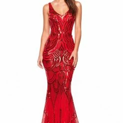 A&N Boutique A&N Luxe Kimora Sequin Gown - Red