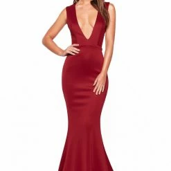 A&N Boutique A&N Luxe Scarlett Ponti Gown - Burgundy Made To Order