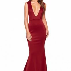 A&N Boutique A&N Luxe Scarlett Ponti Gown - Burgundy Made To Order