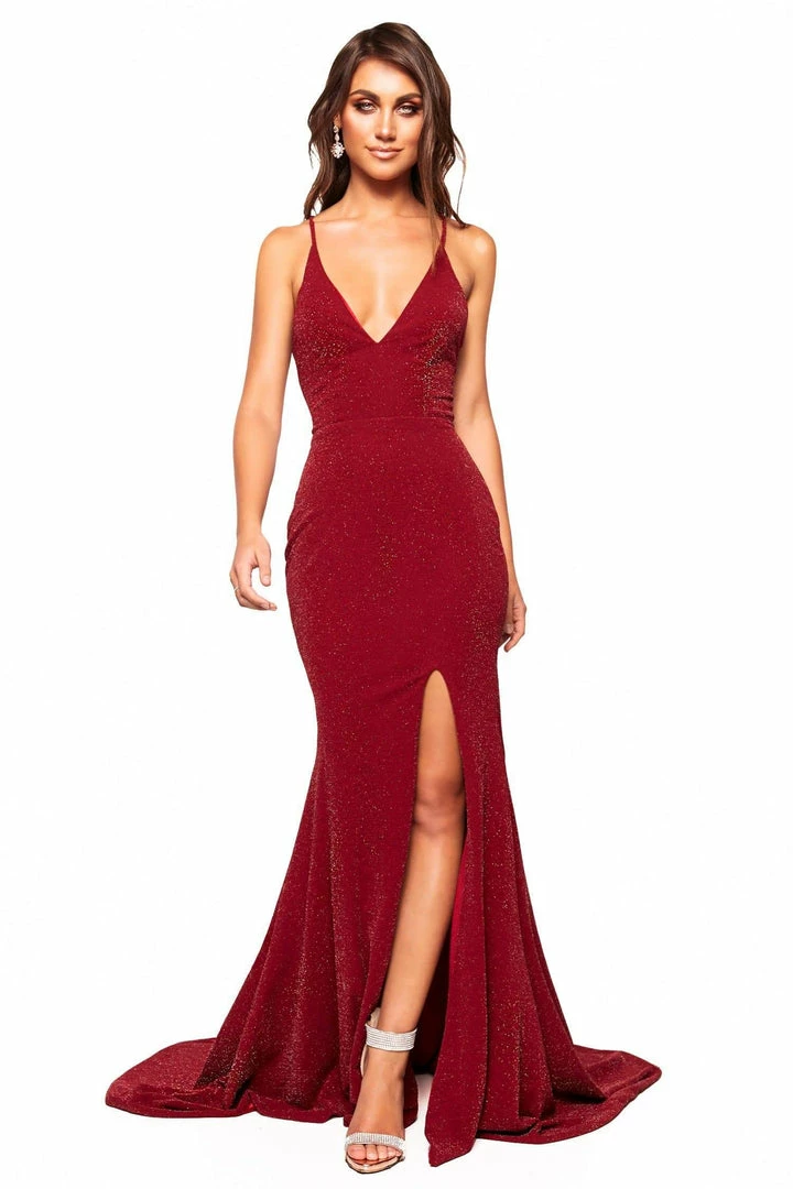 A&N Boutique A&N Luxe Iesha Shimmering Gown - Burgundy 3 A&N Boutique A&N Luxe Iesha Shimmering Gown - Burgundy
